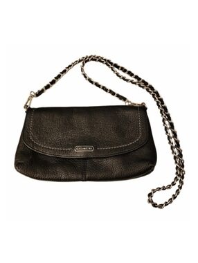 Coach Black Leather Chain Shoulder Bag